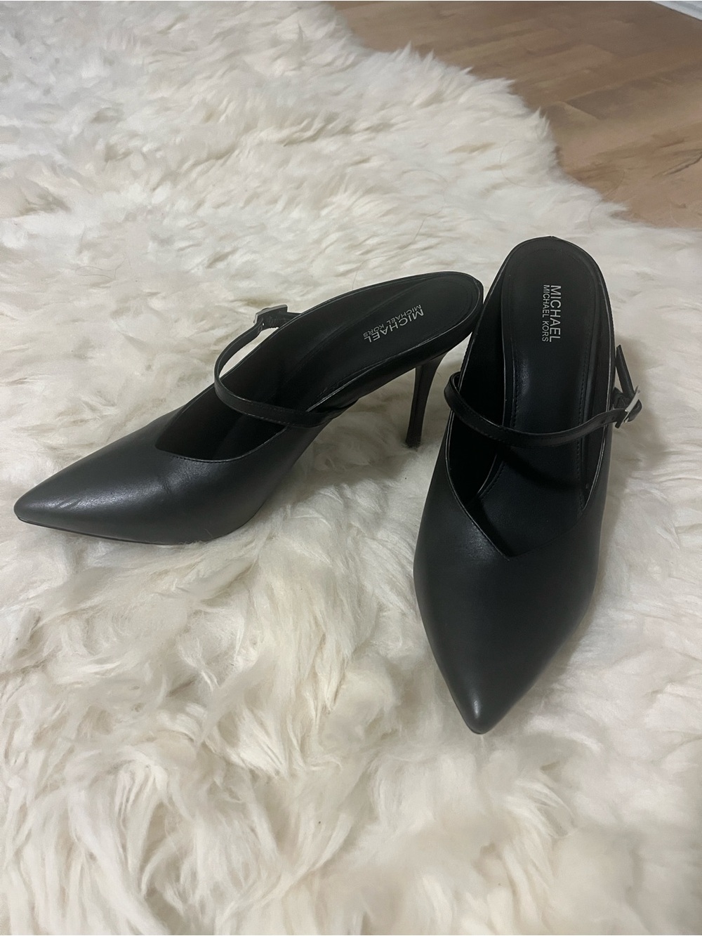 MICHAEL Michael Kors Black Pointed-Toe Mary Jane Slingback Heels